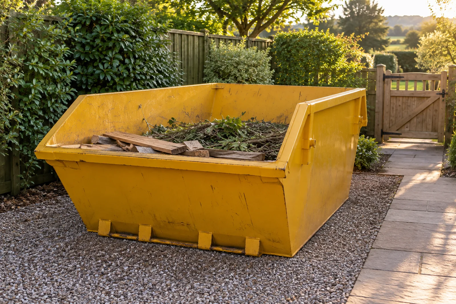 Level skip load with no loose material obstructing the entrance