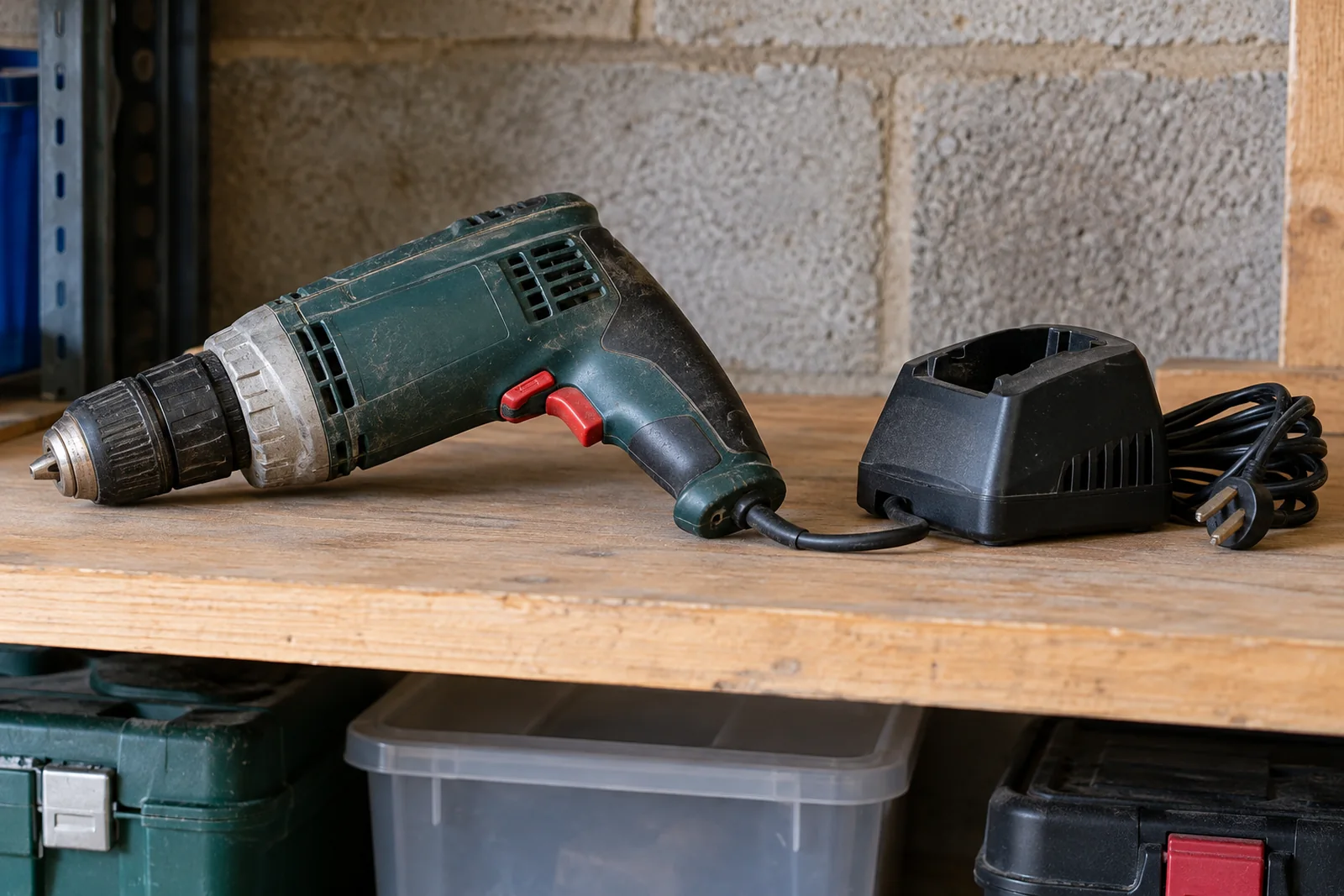 Unplugged electrical tools and chargers separated from ordinary rubbish